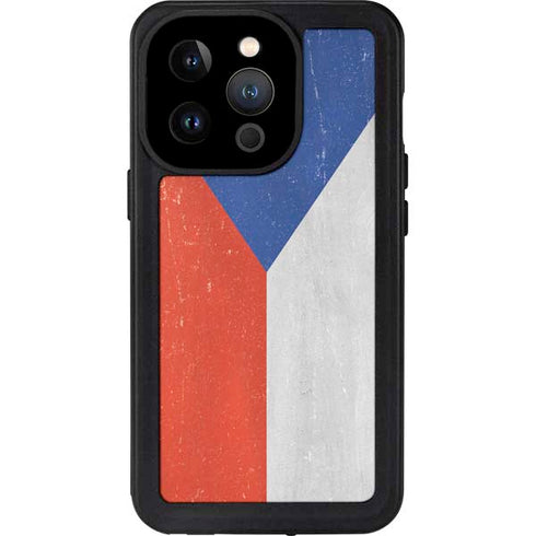 Czech Republic Flag Distressed iPhone 15 Pro Waterproof Case